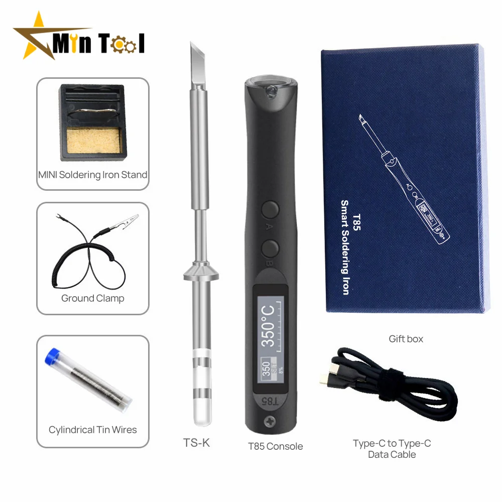 Electric Solder Iron Kit T85 96W Welding Solder Rework Station Heat Pencil Smart Portable Solder Iron Tip Repair Tool