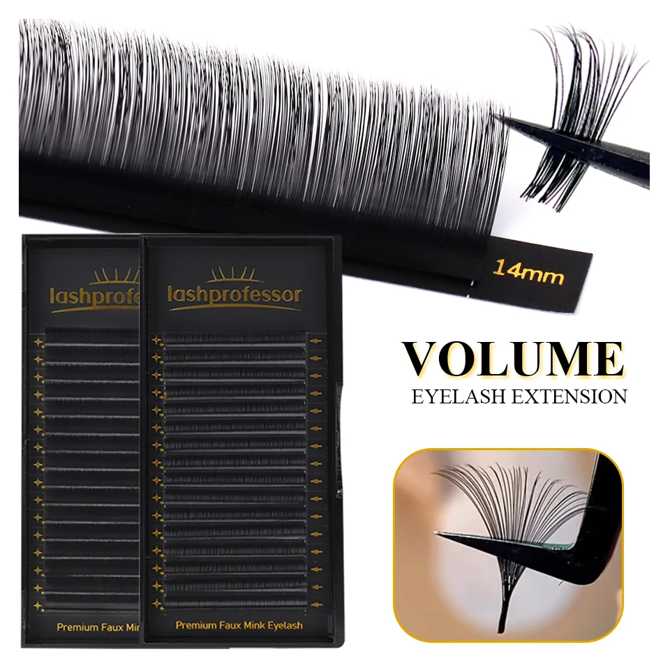 LASHPROFESSOR 0.03-0.1 Matte Dark Black Eyelash Extension 5-20mm Fake Mink Classic Lash Extension Mega Volume Cashmere Eyelashes