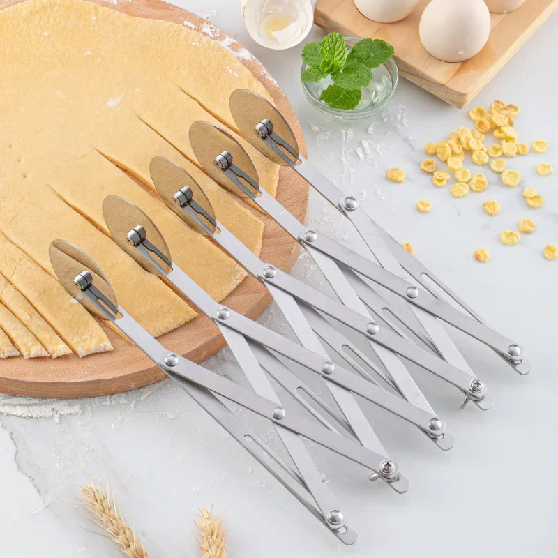 Stainless Steel Dough Divider 3/5 Wheel Cutter Flexible Roller Blade Dough Knife Noodle Pizza Pastry Peeler Baking Pan Tools