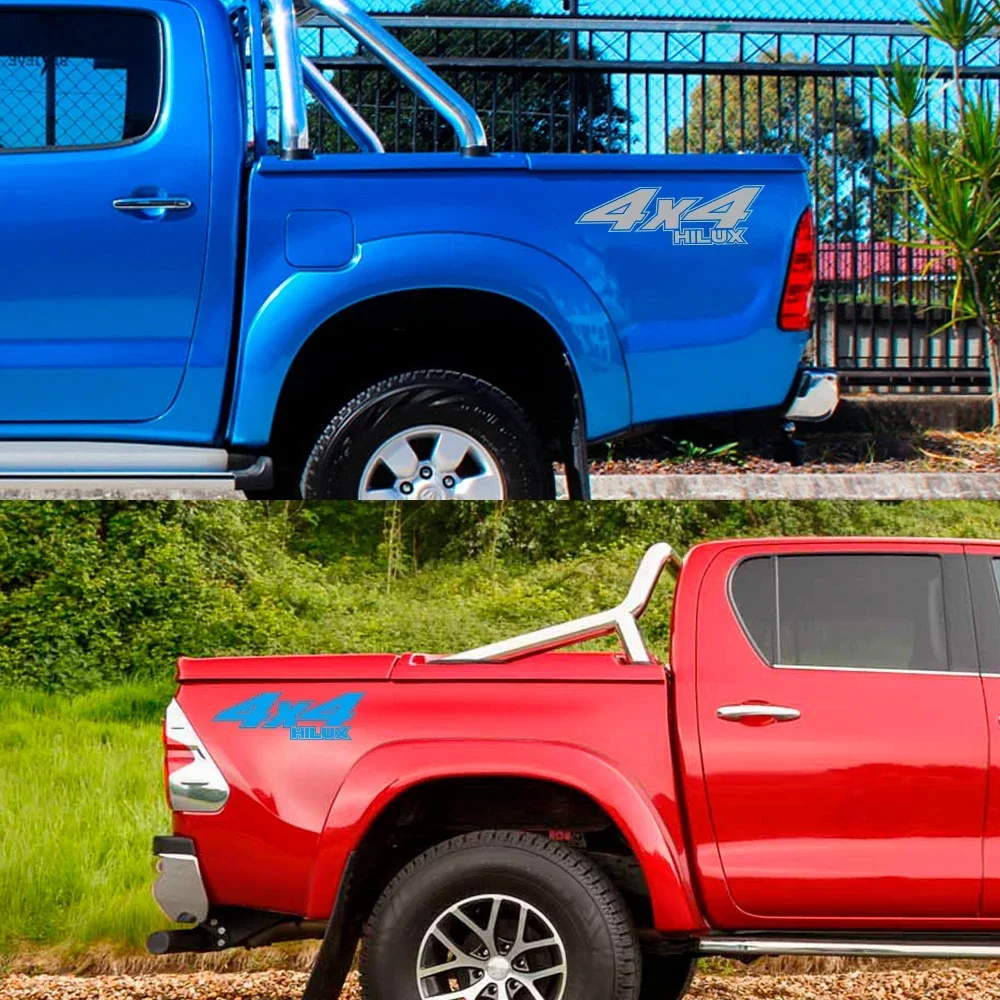 2 قطعة/المجموعة سيارة الخلفي الباب الخلفي الجانب ملصقات لاقط 4x4 قبالة الطريق إلكتروني غطاء الرسم ملصق حائط من الفينيل اكسسوارات السيارات لتويوتا هايلكس #3