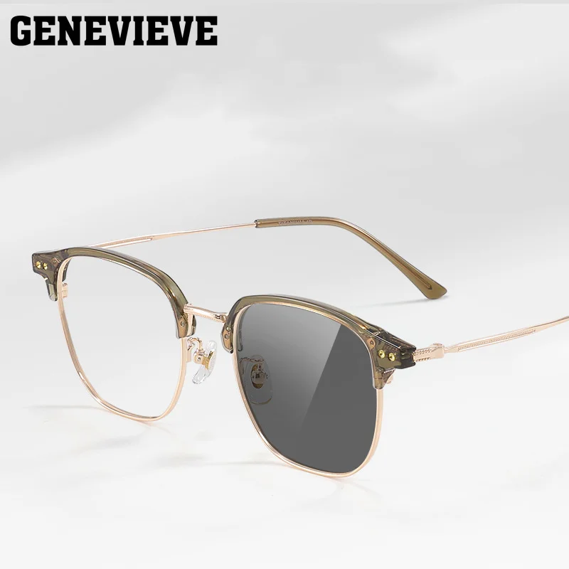 

GENEVIEVE New Arrivals Fashion Geometric Design Women's Photochromic Anti Blue-ray Reading Glasses Customizable Prescription