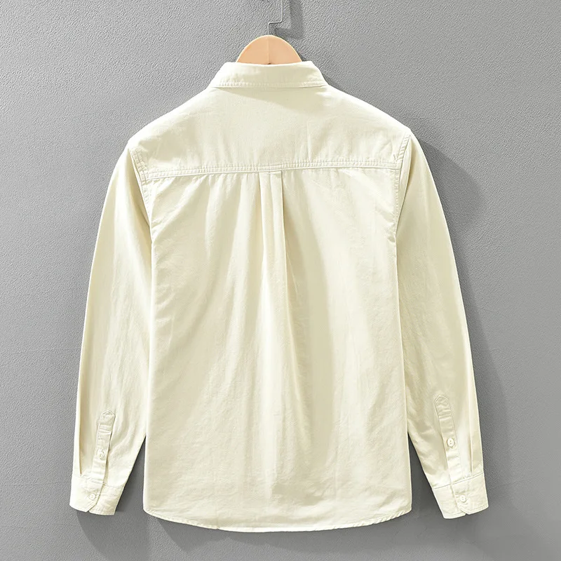 Autumn New Casual 100% Cotton Comfort Multi-color Shirt for Men Seagull Collar Sense of Layering Streetwear Men Tops CM7633
