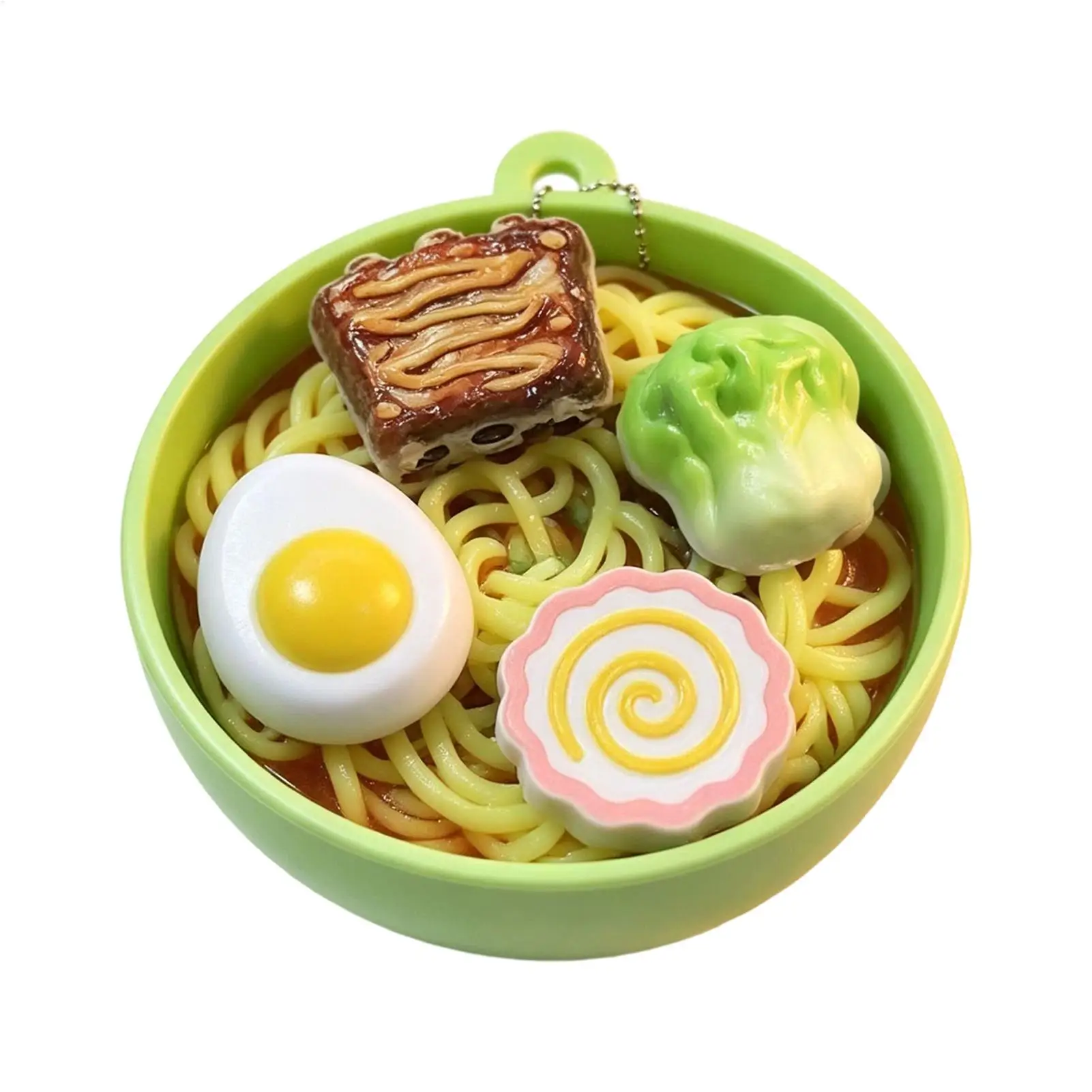 Food Keychains Imitation Noodle Bowl Shape Backpack Pendant Pressing Roating Funny Bag Charms For Party Birthday Christmas