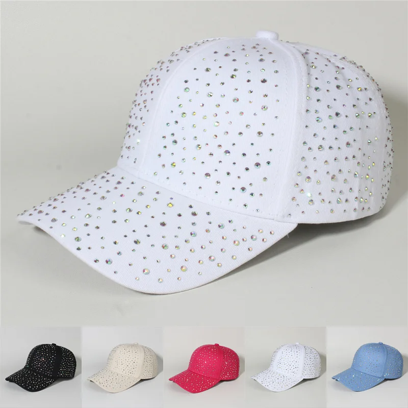 Trendy Versatile Small Face New Full Diamond Sunscreen Peaked Hat Deep Hard Top Korean Hot Diamond Baseball Cap