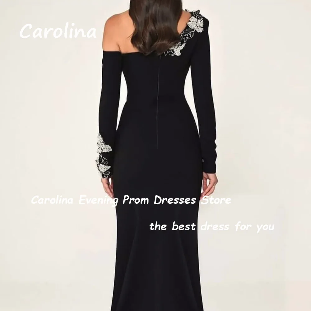 Carolina Luxury Party Dresses Customized Beads One Shoulder A-Line elegant Crepe Formal Saudi evening gala dress for women 2025