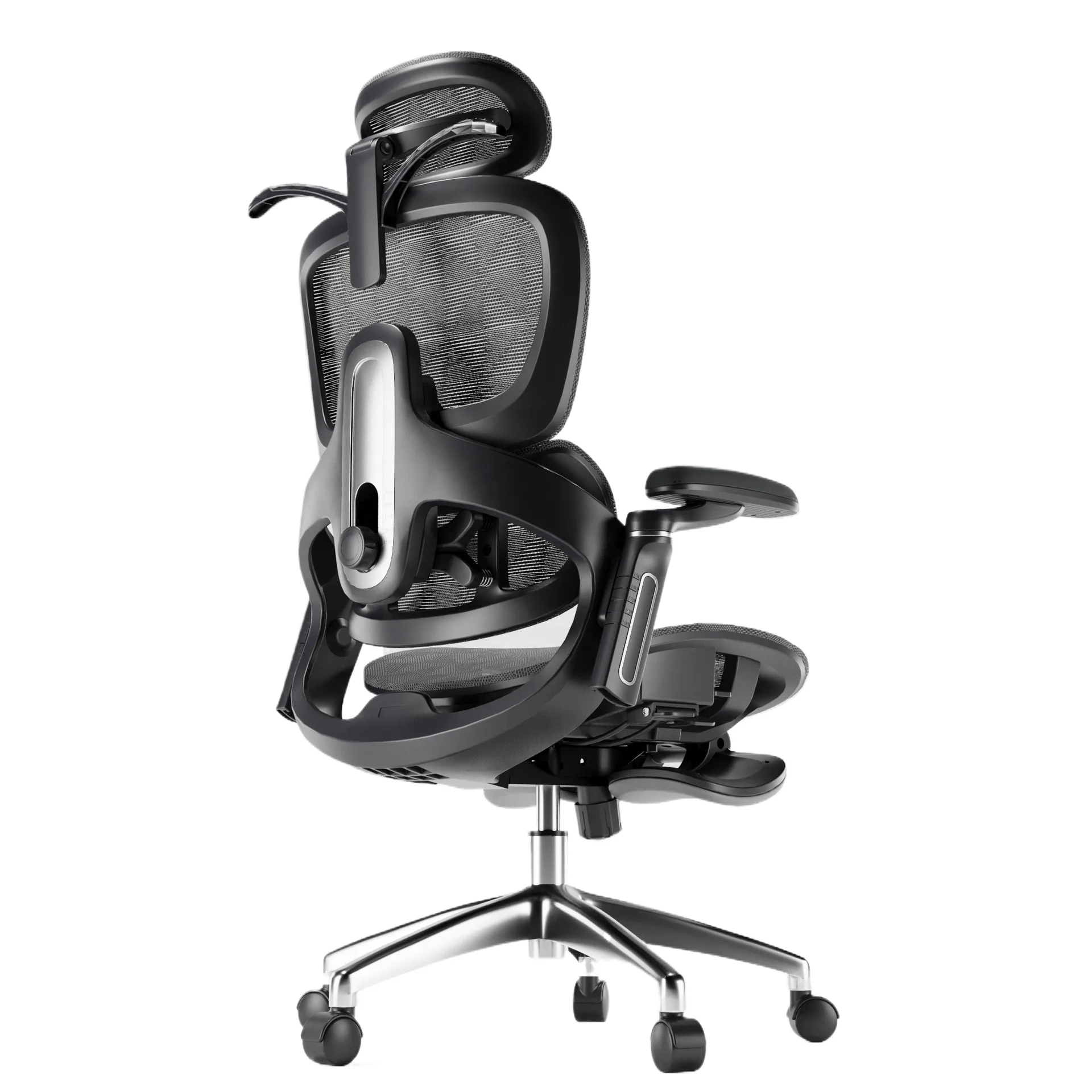 Cadeira de escritório ergonômica em malha, moderna, confortável para longas sessões sem fadiga, reclinável, com rotação de 360 graus.