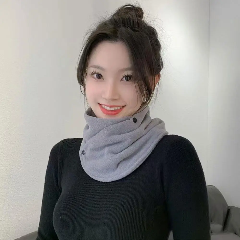 

Thick Solid Color Leggings Scarf Neck Cover Snap Neck Fake Collar Simple Windproof Cold Riding Autumn And Winter Warm Neck Scarf
