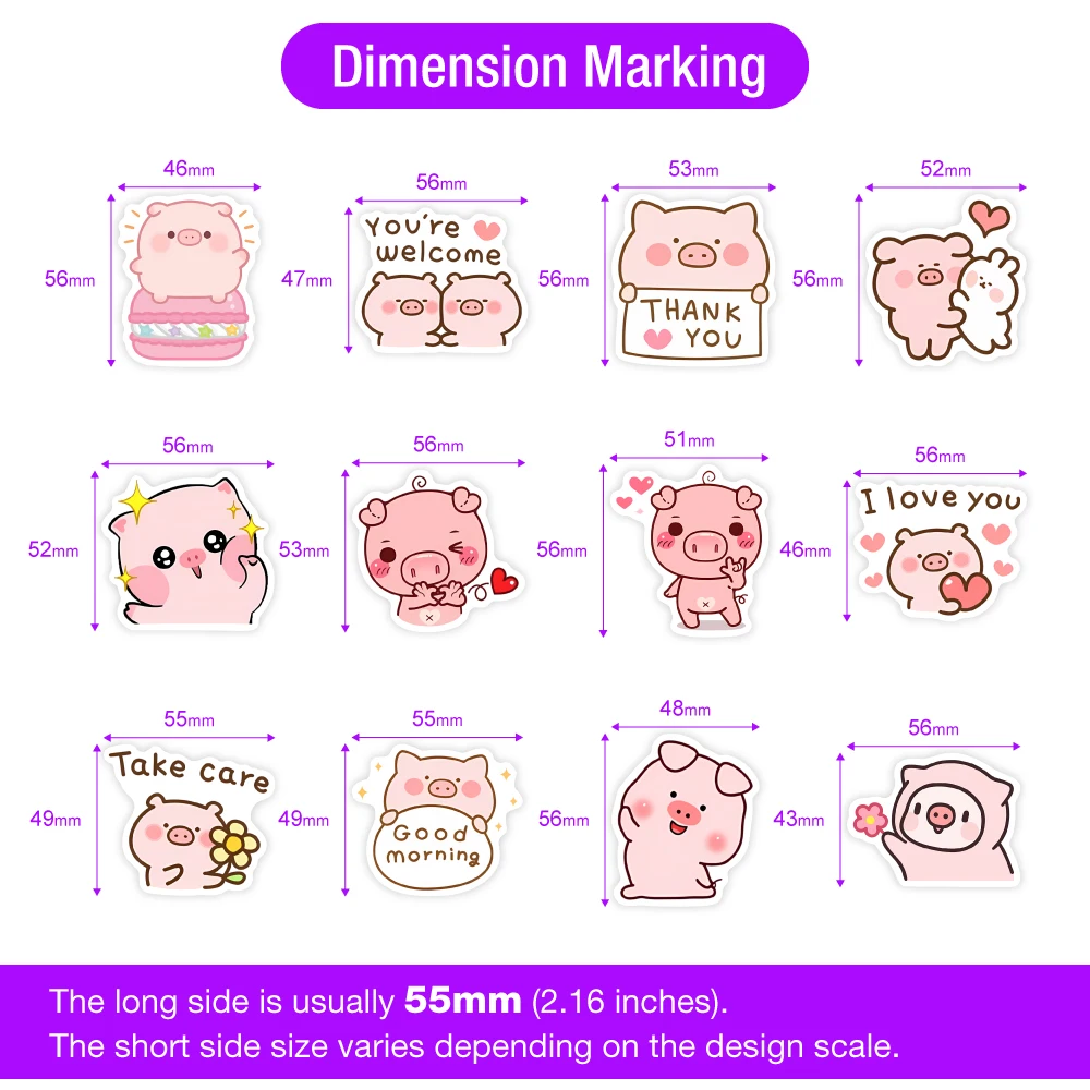 Cute Cartoon Pink Pig Stickers Funny Kawaii DIY Gift Kids Toy Waterproof Graffiti Decal for Laptop Phone Luggage Decorative