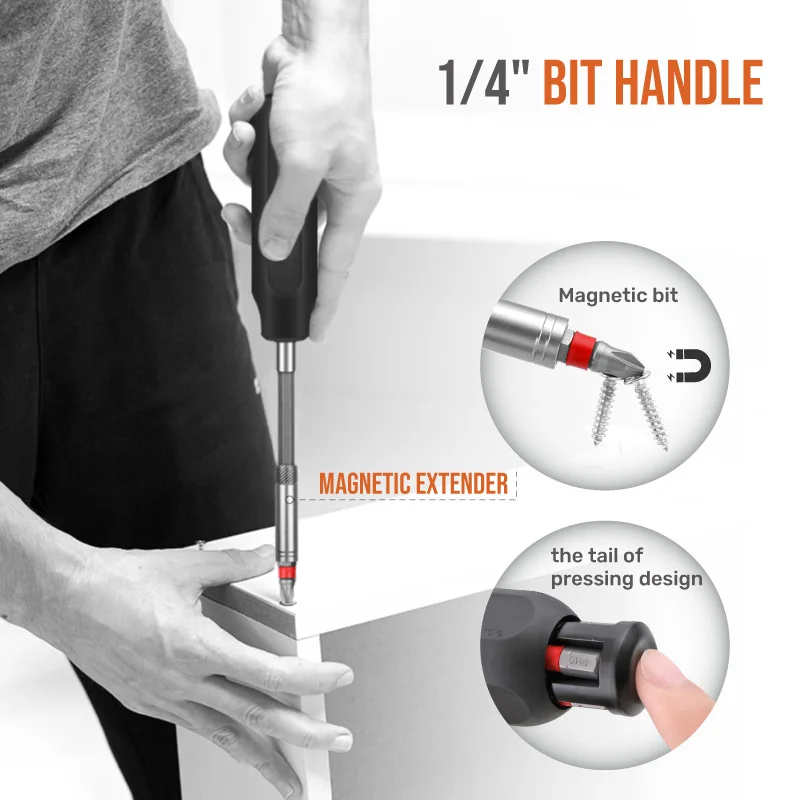 Hi-Spec 40PC Hand Tools Kit Set - S2 Alloy Screwdriver Sets 14-Type Bits, Press-Lock Case Spirit Level Industrial Magnetic Tool