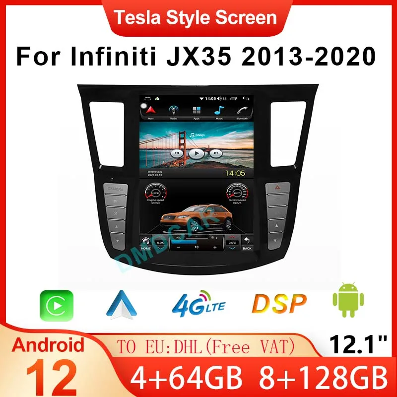 

Android 12 12.1" Tesla Style Vertical Screen For Infiniti JX35 2013-2020 GPS Navigation Wireless Carplay Blue-tooth Video Player