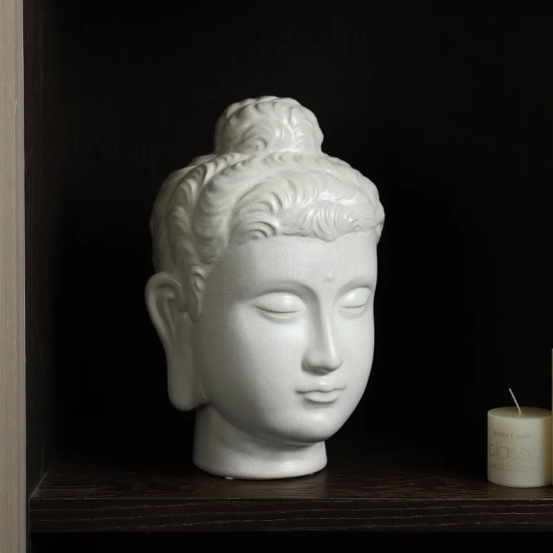 Ceramic Buddha Statues Simulated Buddha Head Ornaments Buddhist Sculptures Ceramic Handicrafts Home Decoration Accessories