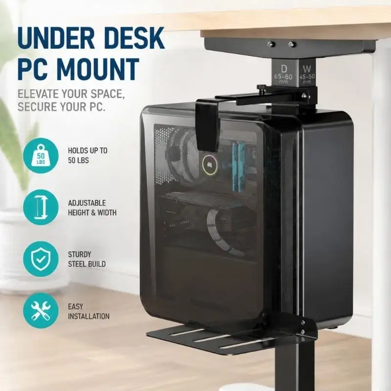 Tool complimentary Under Desk Tower Holder For Standard Units 6.89 11.22 Inches Wide And 21.65 Inches Tall K1KF