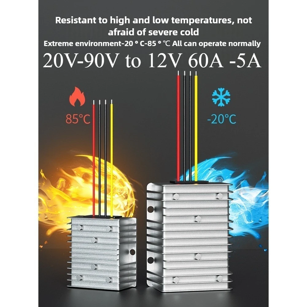 48V 60V 72V to 12V 5A 60A 50A 40A 30A 20A 15A 10A Regulator 20V-96V Step Down DC DC Converter Voltage Reducer Golf Cart