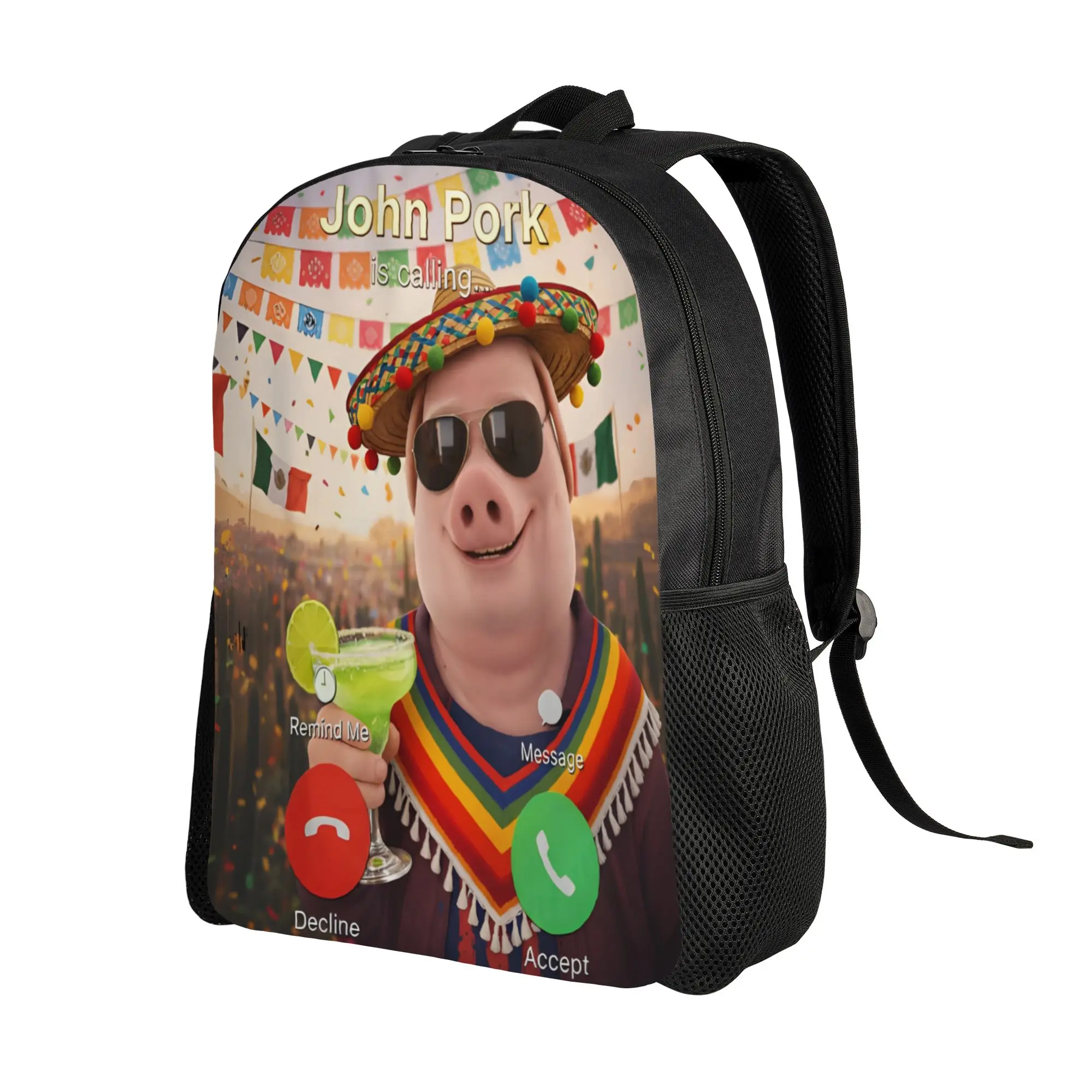 John Pork is Calling Backpack  University Backpacks Unisex Design Lightweight School Bags Style Rucksack