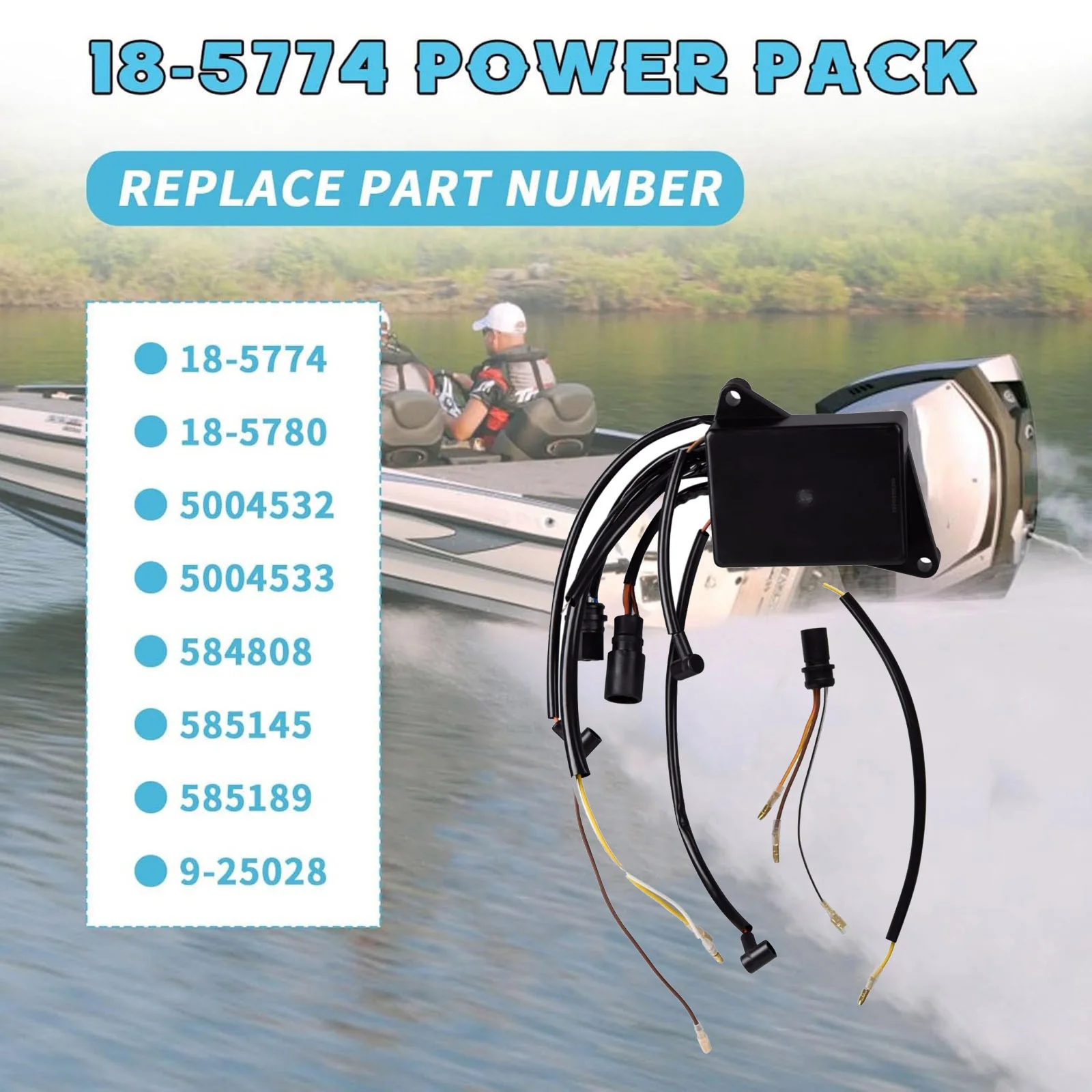 Ignition Power Pack For Johnson Evinrude Outboard 25-70HP 3 Cylinder 1993-2001 Replace OEM 18-5774 5004532 40 Jet 6700 RPM