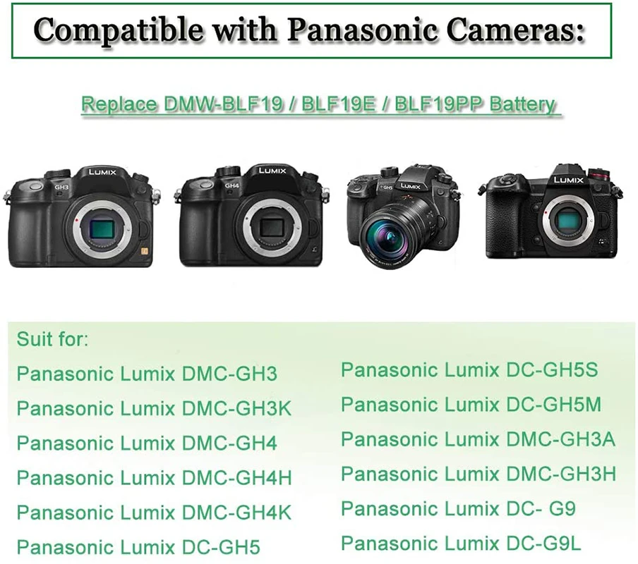 PD USB-C Convertor DMW-DCC12 DC Coupler Replace BLF-19 Battery for Panasonic Lumix DMC-GH3 DMC-GH3K DC-GH5 DC-G9 Camera