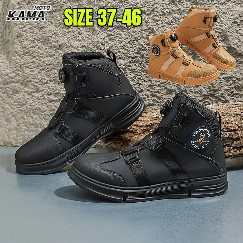 

Men Motorcycle Riding Boots Waterproof Cowhide Leather Breathable Anti-Slip Wear-Resistant Street Motorcycle Off-Road Shoes