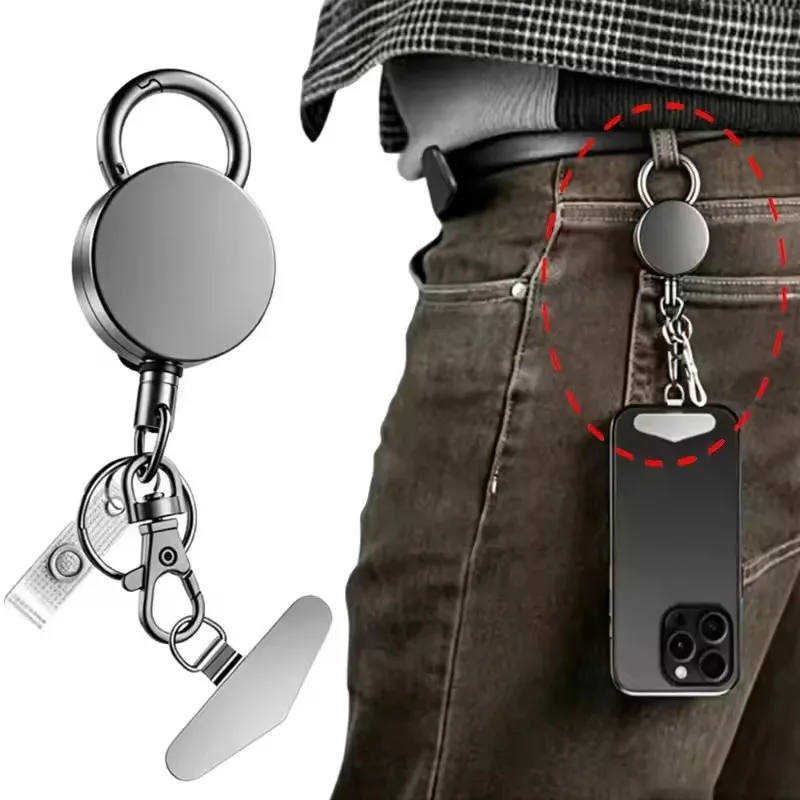 Retractable Anti-Theft Phone Holder Smartphone Safety Lanyard Straps Keychain Card Anti-Drop Harness for Hiking Cycling Climbing