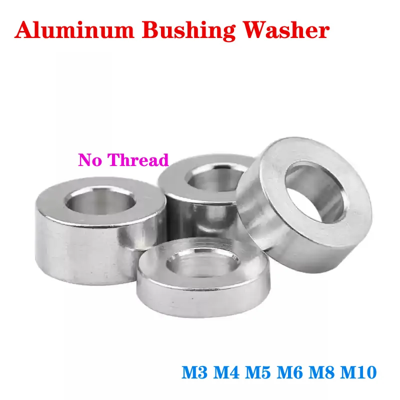 Aluminum Bushing Washer Gasket M3 M4 M5 M6 M8 M10 Round Hollow No Thread Thickened Elevated Flat Washer Aluminum Alloy Sleeve