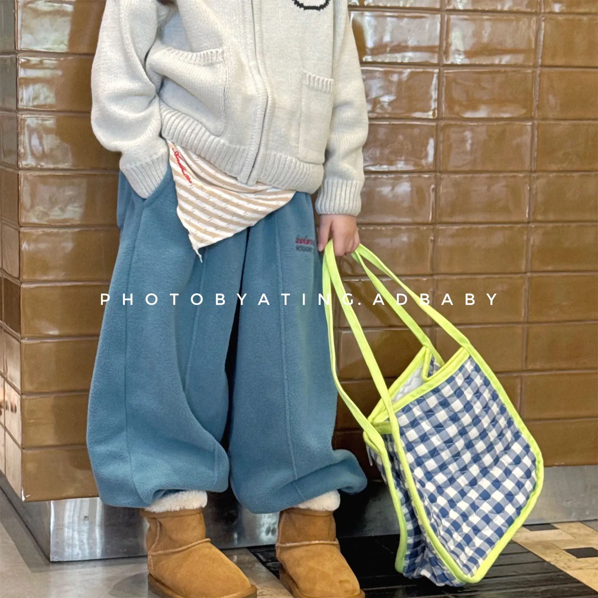 2025 Winter New Children Fleece Trousers Boys Girls Embroidery Harem Pants Baby Warm Casual Pants Cotton Fashion Kids Clothes