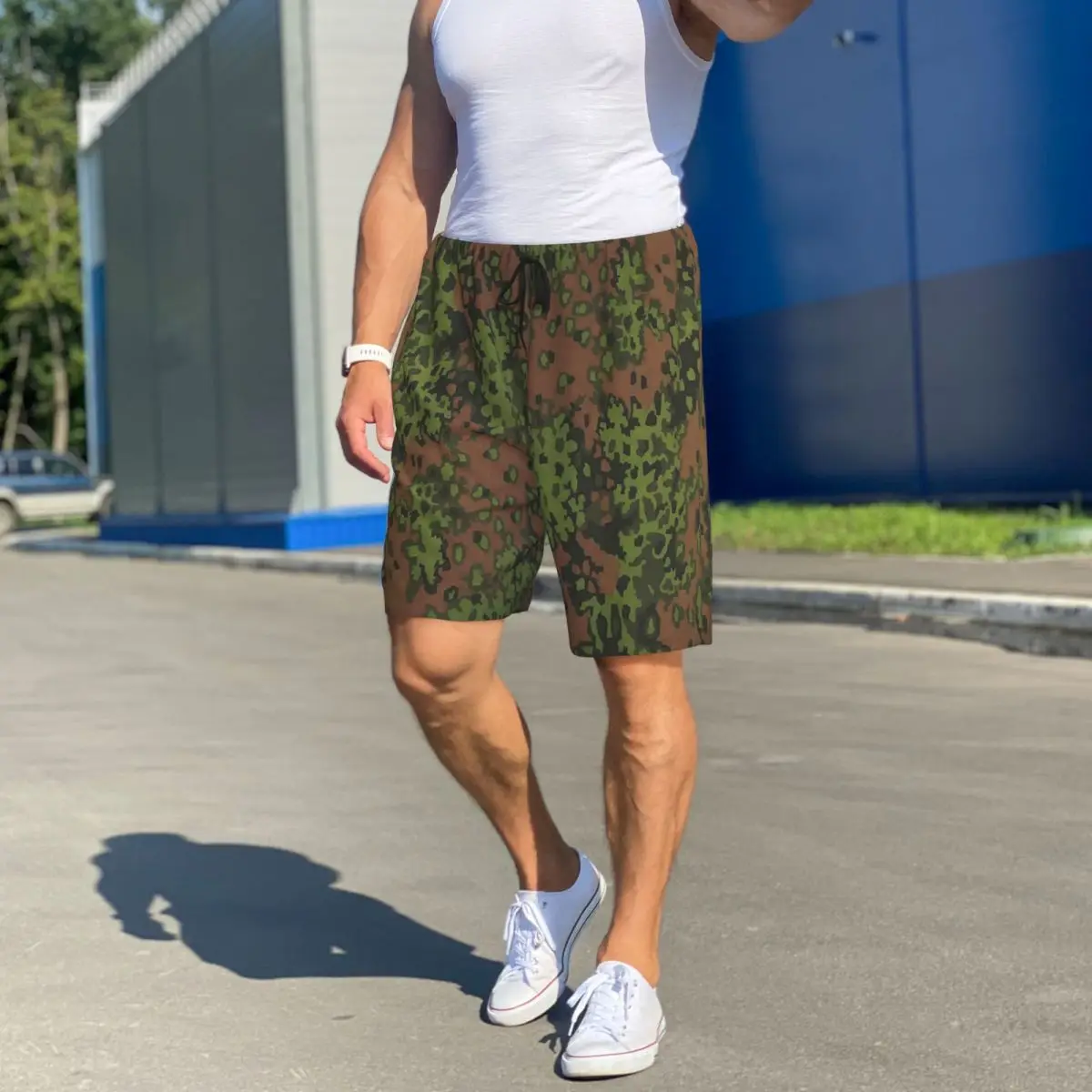 Splintertarn German WW2 Camouflage Army Military Camo Shorts Sleeping Pants Men Pajama Pants Lounge Sleep Sleepwear Bottoms view 4
