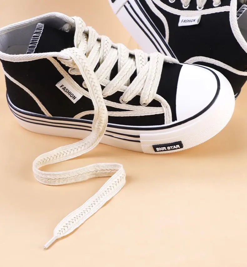 Flache Weizenkolben-Schnürsenkel für Sneaker, gedrehte Zöpfe, Marshmallow-farbene, bunte Schnürsenkel, Baumwoll-Canvas, strukturiertes Gewebe, klassische Schuhbänder – Detail 15