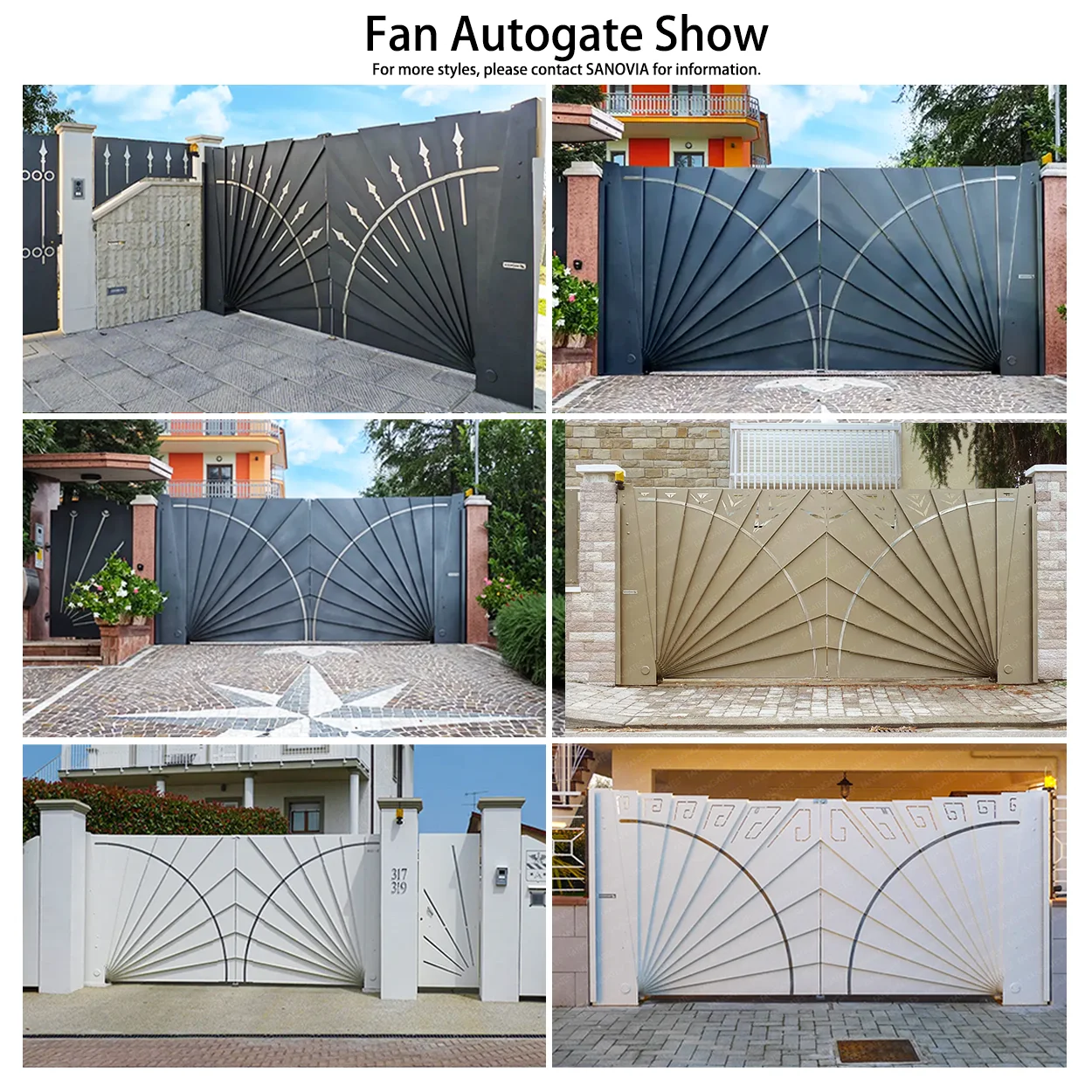Modern Automatic  Villa Gate Courtyard Outdoor Driveway Entrance Aluminum Alloy Eco-Friendly Electric Fan Gates for House