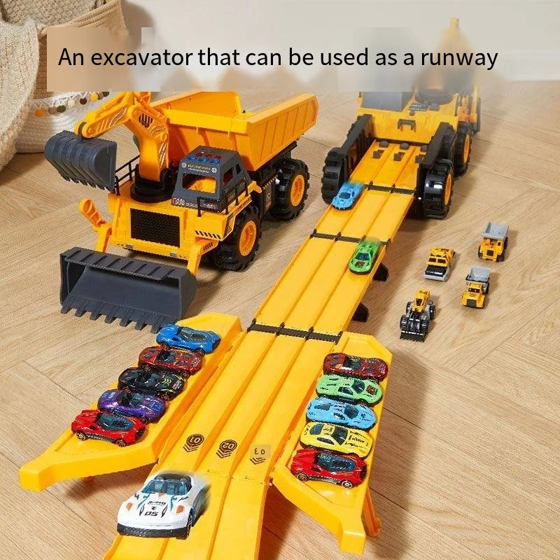 

Children's multi-function dozer engineering car deformation track to receive parent-child interactive toys