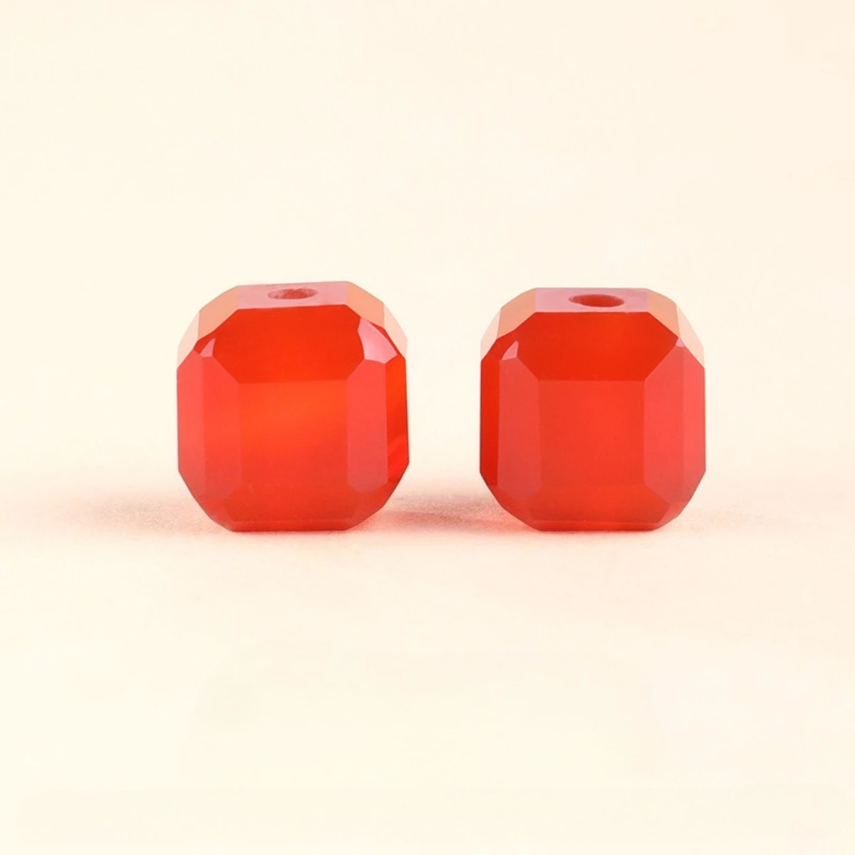 20pcs 8mm Cubic Shape Natural Red Agate Beads Loose Gemstones Color Enhanced