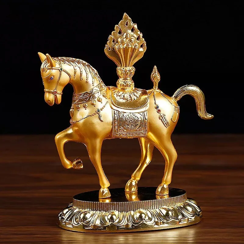cheval-au-tresor-plaque-or-en-alliage-bouddhiste-esoterique-fourniture-tantrique-de-133cm-maison