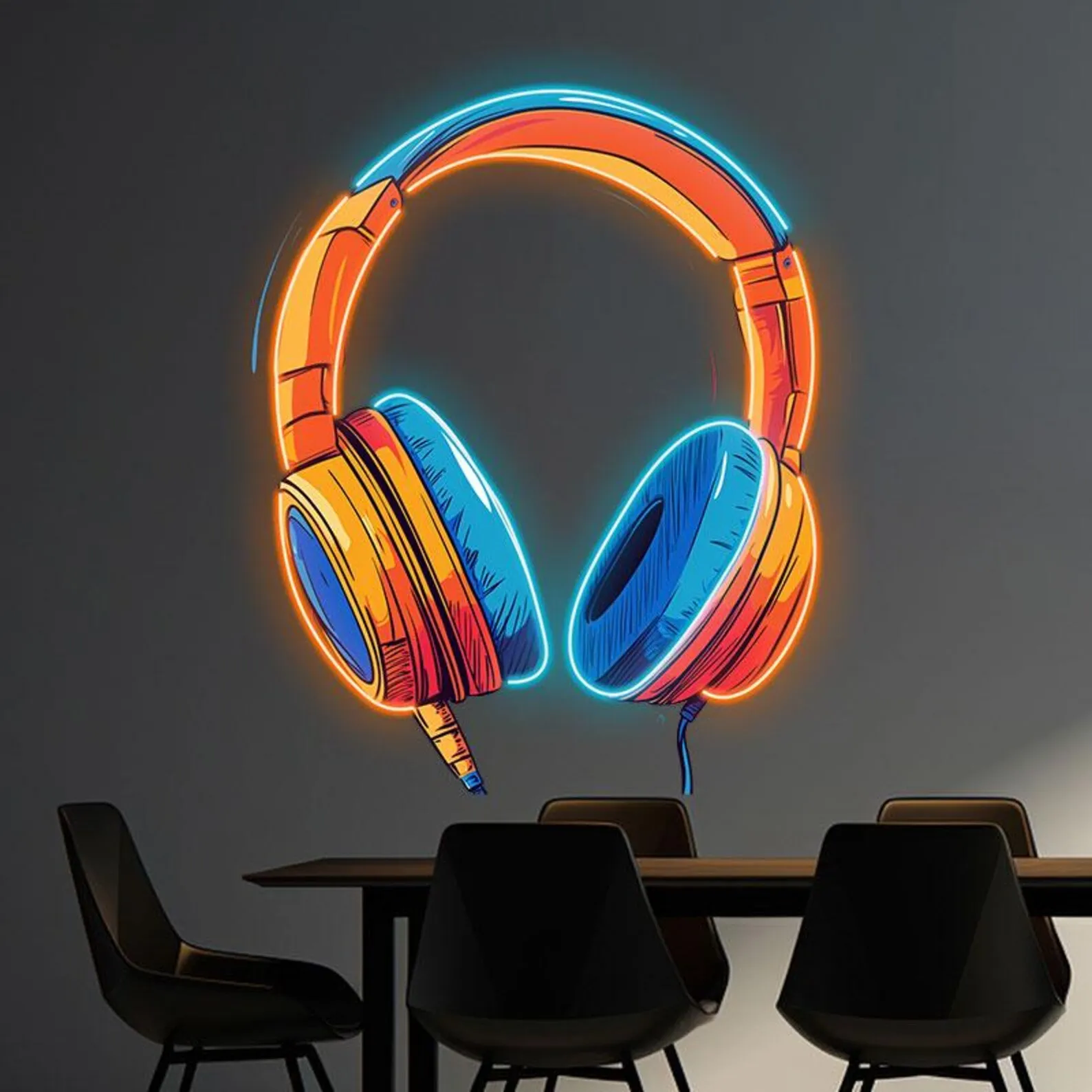 Headphone Neon Sign Wall Art Decor Music Headphone Music Room Game Room Decor Bedroom Wall Hangings Sign Bar Club Neon