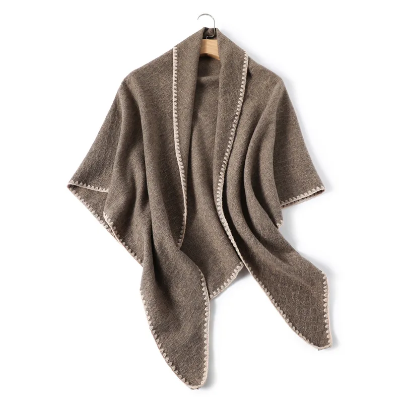 Female Solid Imitation Cashmere Triangular Scarf Warm Neck Women Thick Shawl Autumn Winter Fashion Designer Soft Comfort Wraps