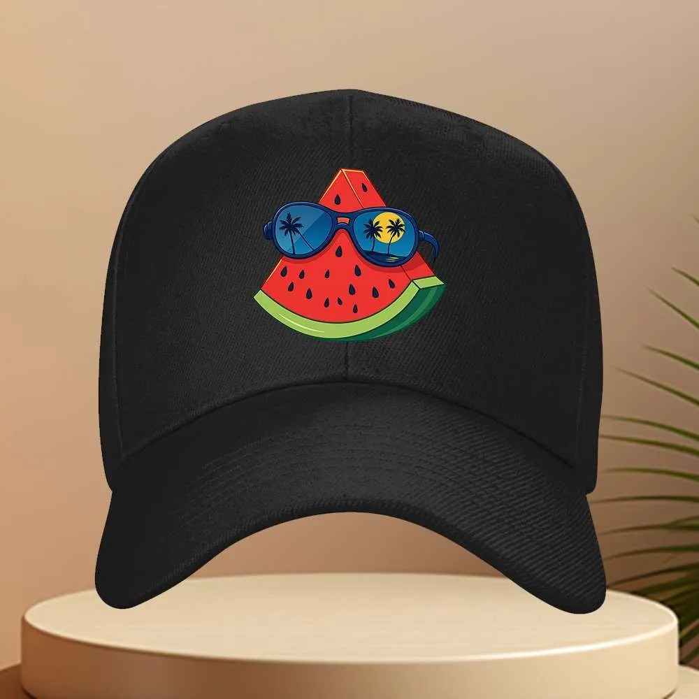 Watermelon And Glasses Summer Vibe Baseball Cap Adjustable Travel Hat