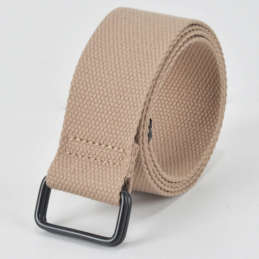 Casual Free Punch Canvas Belt Double Ring Buckle Cotton Canvas Pants Belt Cloth Fabric Best Canvas Belts Men's