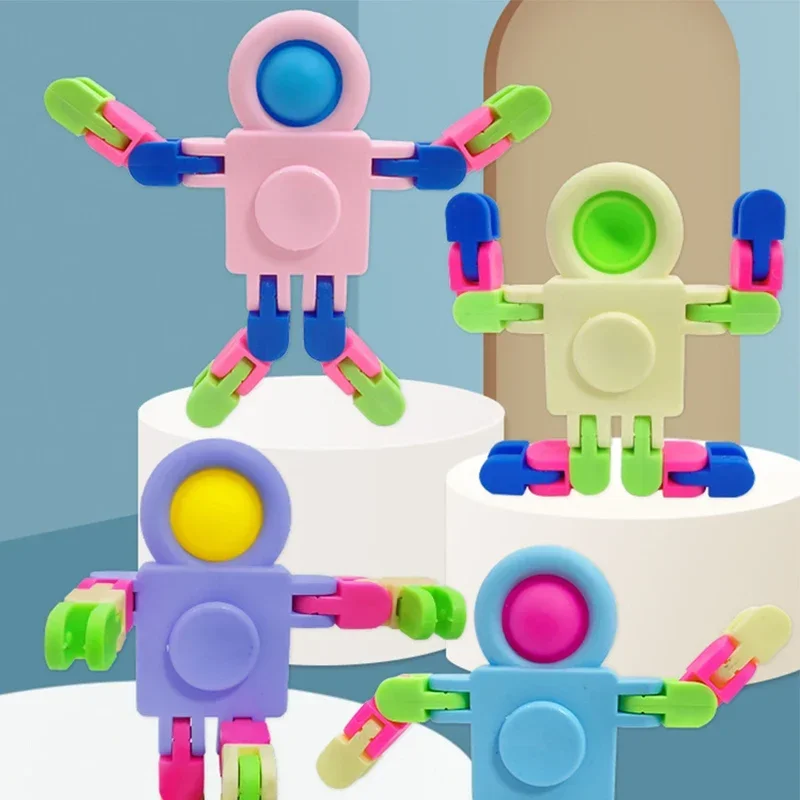 Nuevo Robot espacial, juguetes antiestrés, juguete giratorio de cadena para niños, burbuja de empuje, estrés, Spinner de mano para niños, cadena antiestrés, regalos giratorios