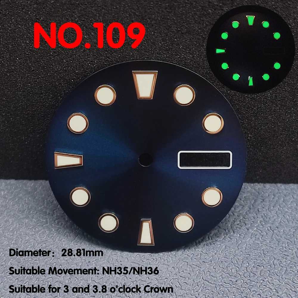 Сменный циферблат NH35/NH36 для часов, двойной циферблат с календарем 28 мм, настраиваемый логотип