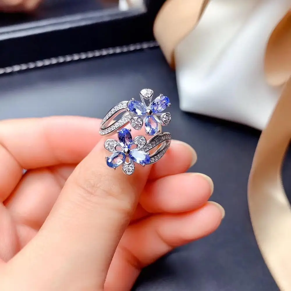 

Natural Tanzanite Ring, S925 Silver White Gold Ring, Luxury Jewelry Lady Proposal Ring