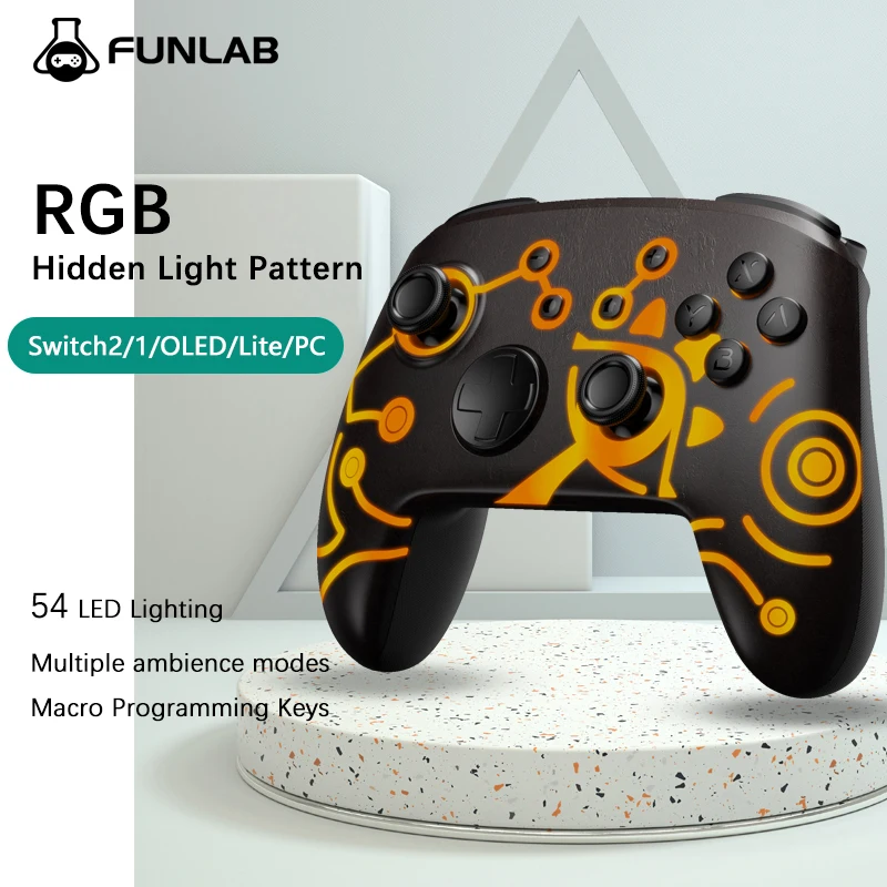 

FUNLAB Luminous Pattern Firefly Pro Controller Compatible Nintendo Switch 1/2 OLED/Lite Turbo Wireless Bluetooth HALL Gamepads