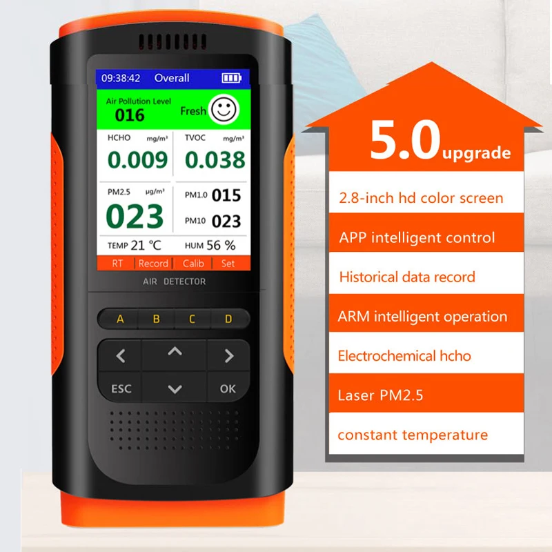 Smart Air Quality Detector WP6932 with PM2.5, Formaldehyde, TVOC Sensors for Indoor Use