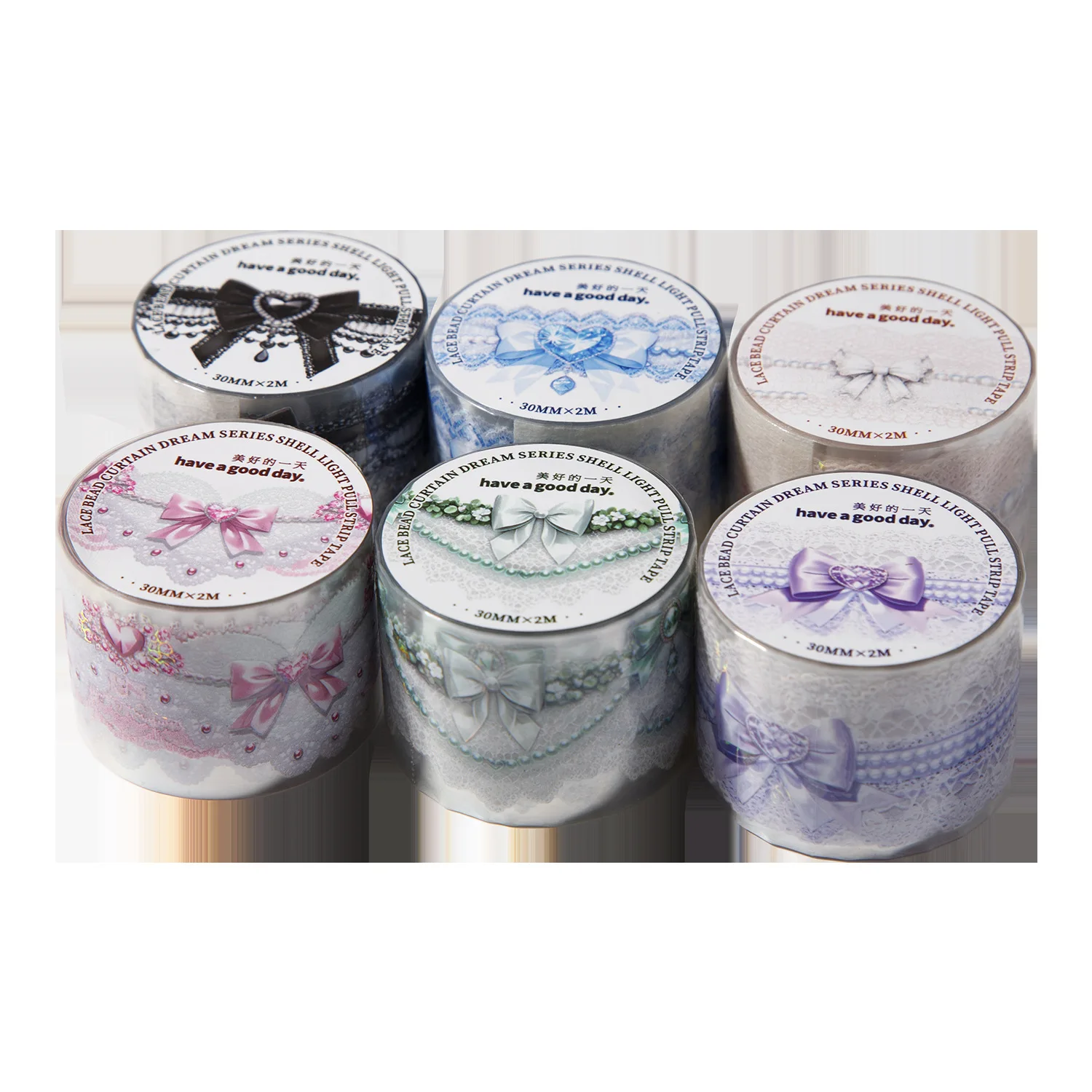 10pcs/1lot Decorative Adhesive Tapes Lace Bead Curtain Dream Junk Journal DIY Paper Japanese Masking Scrapbooking Stickers