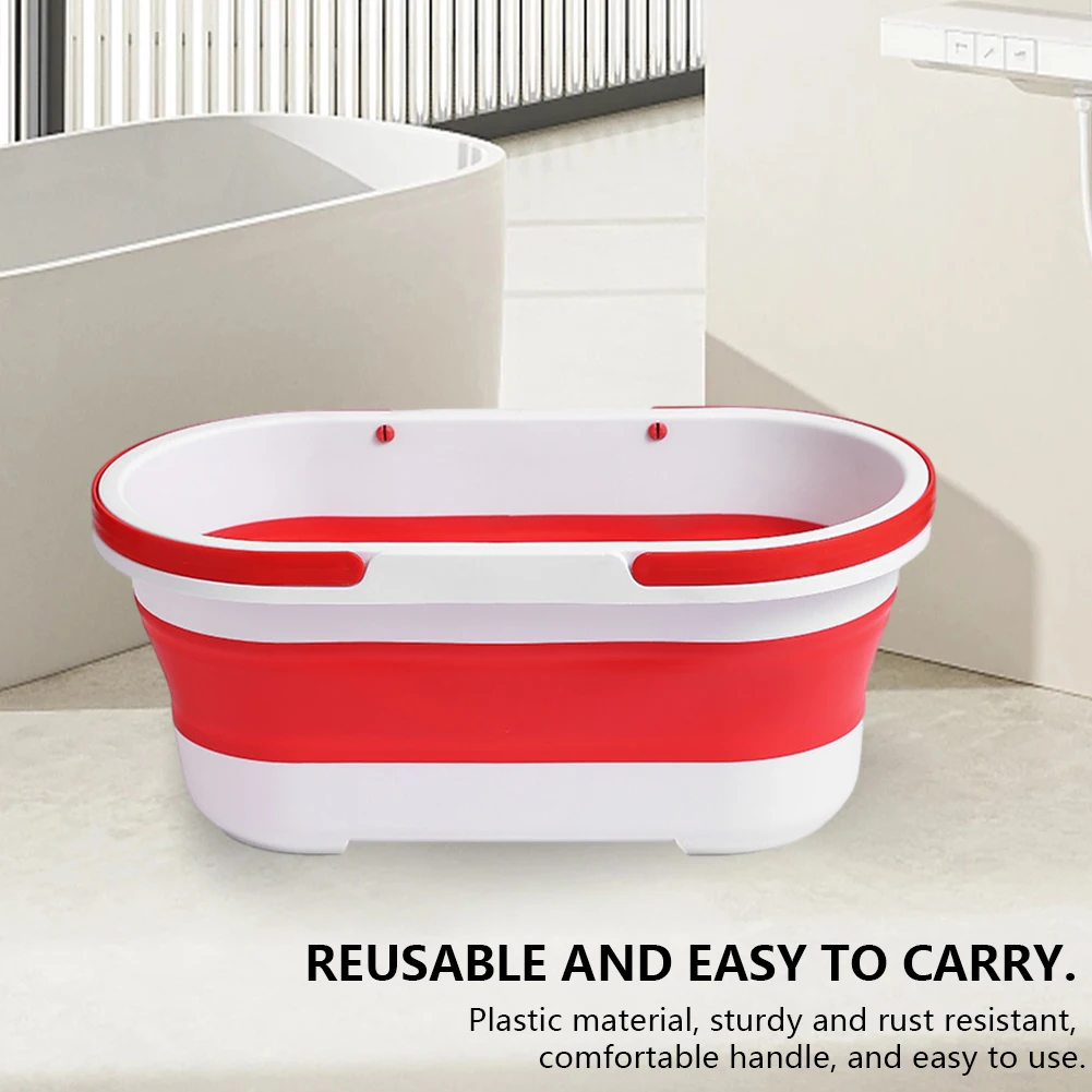 Collapsible Portable Wash Basin Dishpan With Handle Foldable Mop Bucket Fishing Pail Tools Large Capacity Barrel Space-Saving