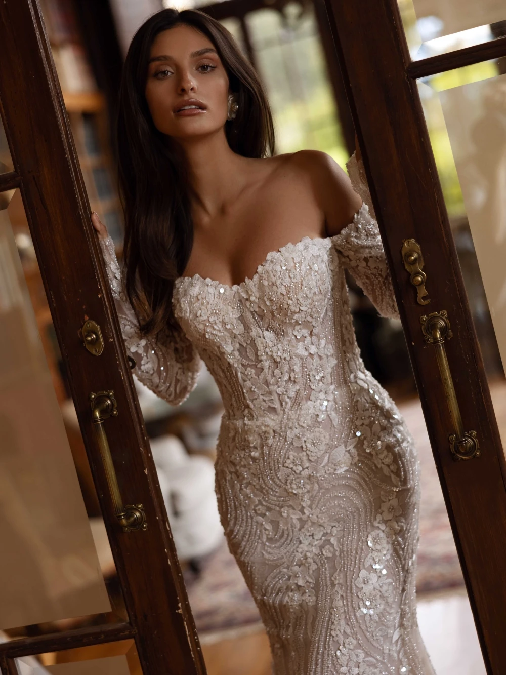 Exquisite Beads Detachable Train Mermaid Wedding Dress Sweetheart Neck Off The Shoulder Bridal Gown Customized Dresses For Bride