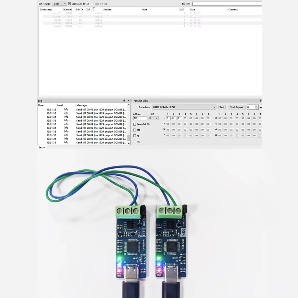 Type-C USB to CAN Module Supports CAN FD CAN Bus Analyzer V2.0 With 3 Color LED High-Performance STM32G4 Series Microcontroller