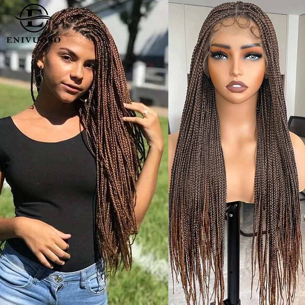 

Маленький квадратный плетеный синтетический парик без узлов 1BT30 Коричневый 30-дюймовый полный двойной кружевной передний плетеный парик с детскими волосами для женщин