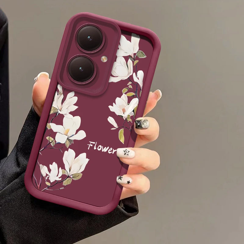 Flowers Plant Case For Vivo Y31 Y30 Y30i Y28 Y27S Y22S Y22 Y21 Y21A Y21T Y21S Y20 Y33S Y33T Shockproof Soft Silicone Phone Cover