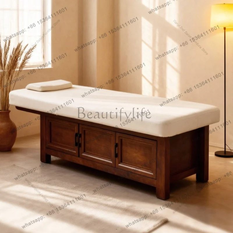Factory Direct Sales Nordic Retro Solid Wood Physiotherapy Bed Modern Beauty Salon Special Massage Lifting Salon Furniture Cama