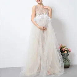 Maternity White Lace Dresses for Baby Showers Pregnancy Photography Props Clothes Pregnant Women Gown Photo Shoot Dress Costume