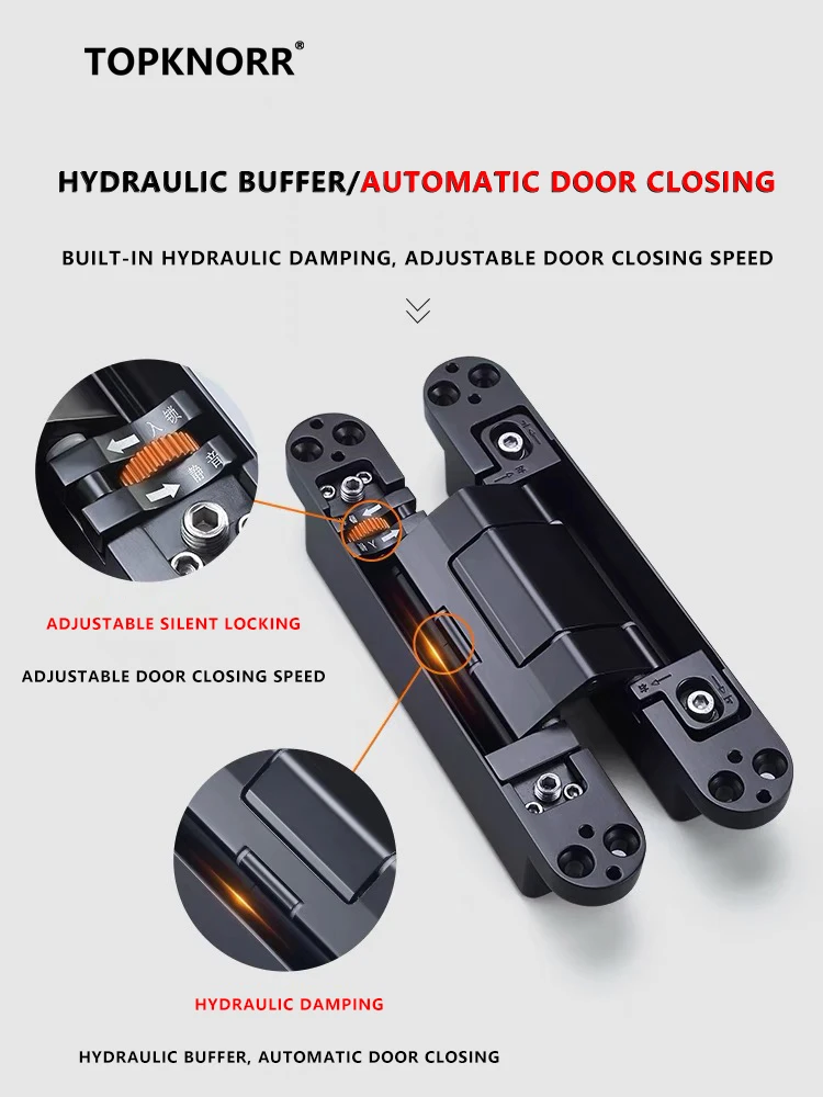 Hidden Hydraulic Hinge Buffer Automatic Closing Cross Hinge Three-dimensional Spring Door Closer Invisible Door Hinge