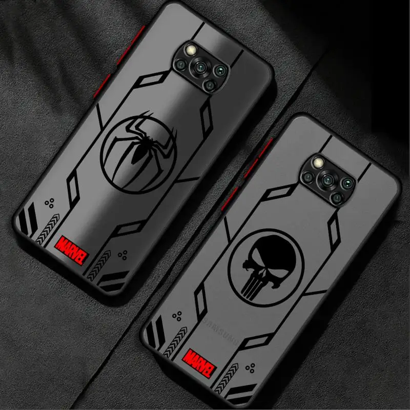 phone case for Xiaomi mi 14 13 11 lite 9t 10c 9a 12 10t pro 13c 11t Los casos matte frosted fundas Marvel Badge Logo Punisher