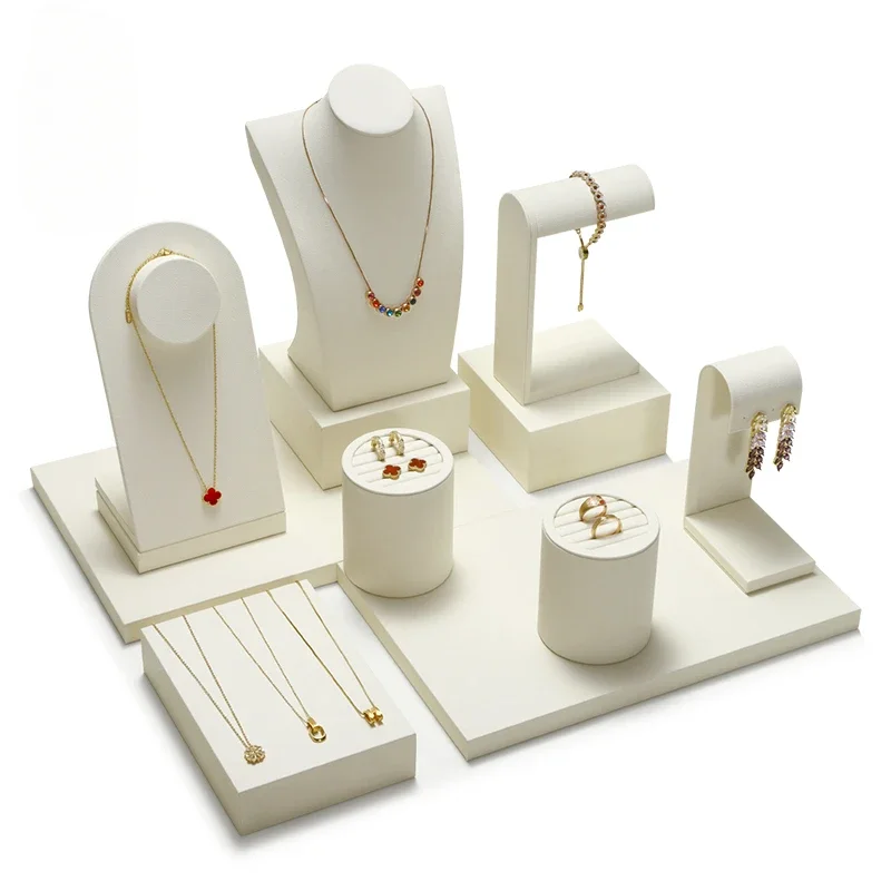 High end showcase jewelry display props, rings, necklaces, earrings display racks, counters, jewelry display sets, and tables